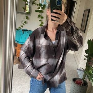 Abercrombie & Fitch Soft AF Dark Brown Plaid Shirt